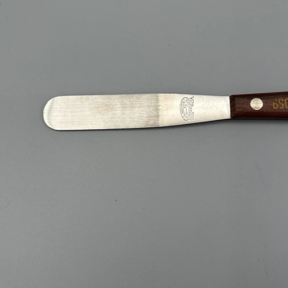 Vintage Stainless Steel LOT of 2 Frosting‎ Spatula Lamson 6S01 Wooden Handle